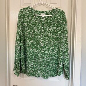 J. Jill Green Long Sleeve Buttoned Blouse